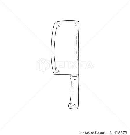 Kitchen cooking meat axe or cleaver tool sketch vector illustration isolated. Kitchen cooking meat axe or cleaver tool sketch vector illustration isolated. 84418275