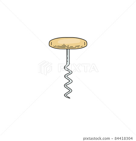 Kitchen tool the spin corkscrew device, sketch vector illustration isolated. Kitchen tool the spin corkscrew device, sketch vector illustration isolated. 84418304
