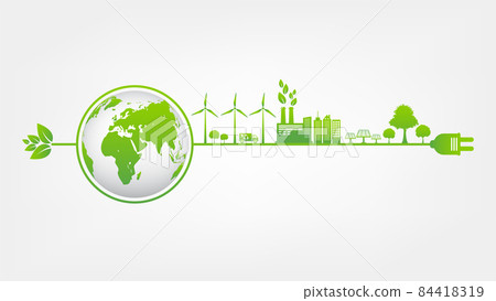 Eco friendly with green city on earth, World environment and sustainable development concept 84418319