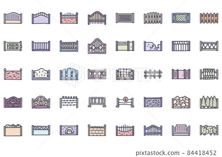 Fence color vector doodle simple icon set Fence color vector doodle simple icon set 84418452