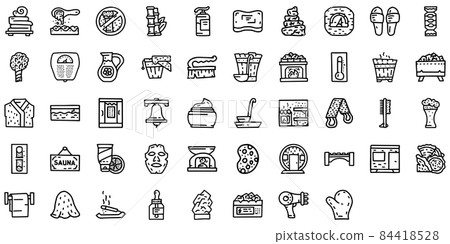Sauna line vector doodle simple icon set Sauna line vector doodle simple icon set 84418528