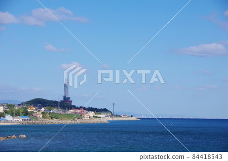 兵庫縣淡路島，俯瞰鐮口周邊地區和世界和平大觀音/神戶方向 84418543