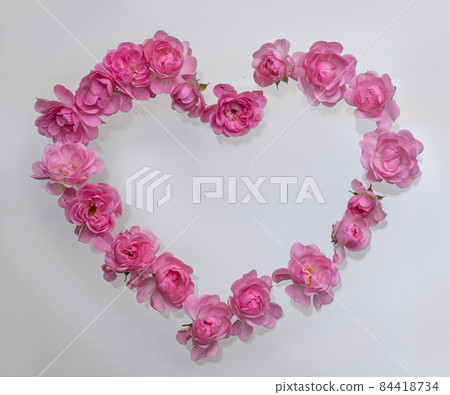Pink roses Heart shape.on white background.Rose is a flower symbol represents love, romance in Valentines Day 84418734