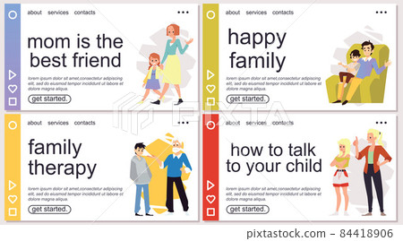 A set web banners with advices how parent to talk with children. A set web banners with advices how parent to talk with children. 84418906