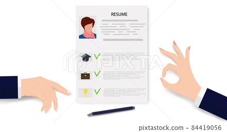 Vector drawing, resume, recruitment, concept of interview job 84419056