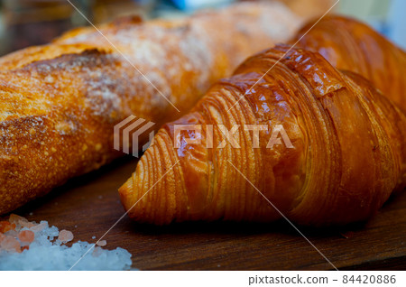 French fresh croissants and artisan baguette tradition 84420886