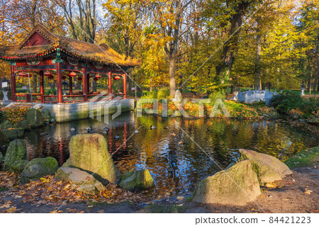 Chinese Garden In Lazienki Park In Warsaw Chinese Garden In Lazienki Park In Warsaw 84421223
