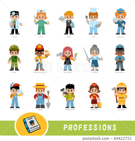 Colorful set of professions. Visual dictionary for children about professional occupation Colorful set of professions. Visual dictionary for children about professional occupation 84422721