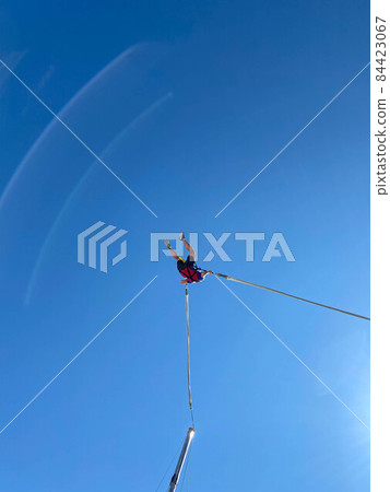 child jumping in the jumping attraction child jumping in the jumping attraction 84423067