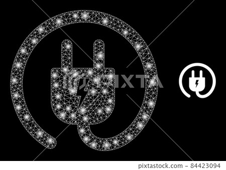 Vector Mesh Web Electric Plug with Glitter Wire Frame Spots Vector Mesh Web Electric Plug with Glitter Wire Frame Spots 84423094