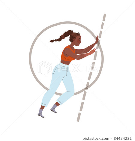 Young woman pushing personal boundaries cartoon vector illustration Young woman pushing personal boundaries cartoon vector illustration 84424221
