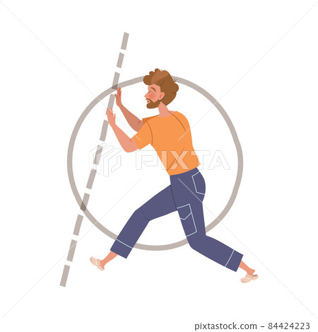 Young man pushing personal boundaries cartoon vector illustration 84424223