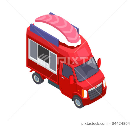 Sushi Truck Isometric Composition 84424804