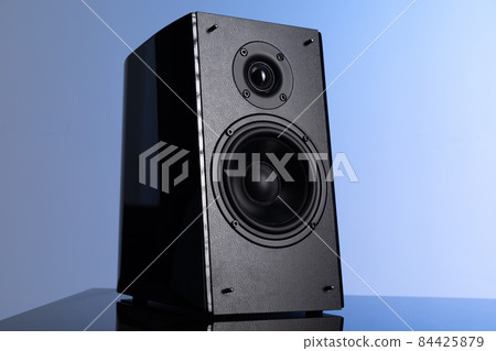 large speaker with two speakers for music professionals on gray-blue background large speaker with two speakers for music professionals on gray-blue background 84425879