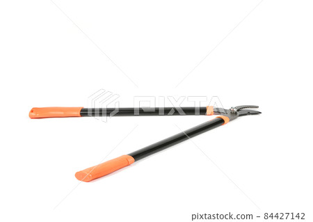 Pruner for pruning large branches, twigs and knots. Garden Tools. Isolated on white background. Pruner for pruning large branches, twigs and knots. Garden Tools. Isolated on white background. 84427142