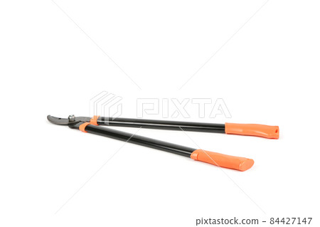 Pruner for pruning large branches, twigs and knots. Garden Tools. Isolated on white background. Pruner for pruning large branches, twigs and knots. Garden Tools. Isolated on white background. 84427147
