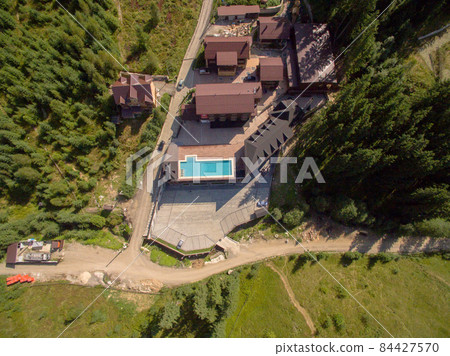 Aerial Photo Above in the Forest of Mountines Aerial Photo Above in the Forest of Mountines 84427570