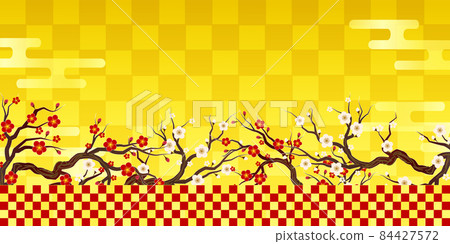 Plum tree red and white Japanese pattern background Plum tree red and white Japanese pattern background 84427572