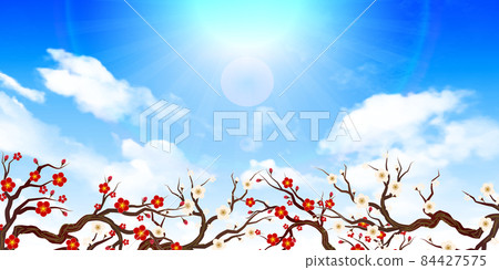 梅花樹春天風景背景 梅花樹春天風景背景 84427575