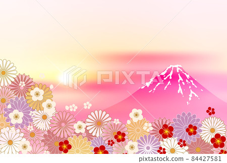 富士山櫻花日本圖案背景 84427581