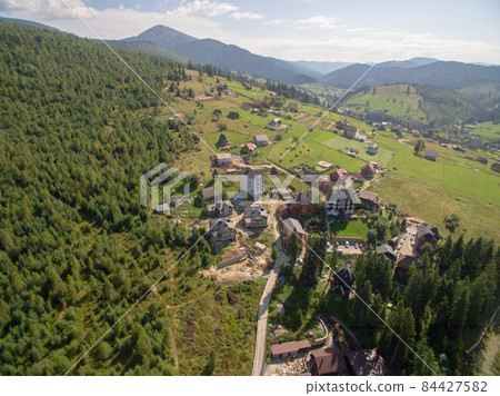 Aerial View of Great Green Ridge. Wooded Mountain Landscape Aerial View of Great Green Ridge. Wooded Mountain Landscape 84427582