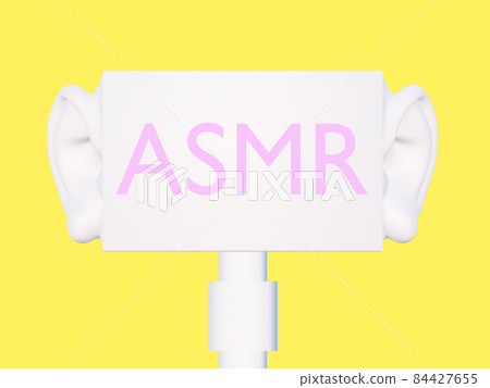 microphone asmr with ears, autonomous sensory meridian response. 3d rendered microphone asmr with ears, autonomous sensory meridian response. 3d rendered 84427655