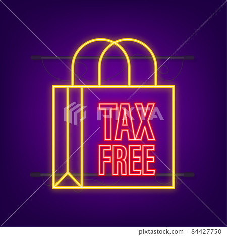 Modern red tax free sign. Neon icon. Vector stock illustration 84427750