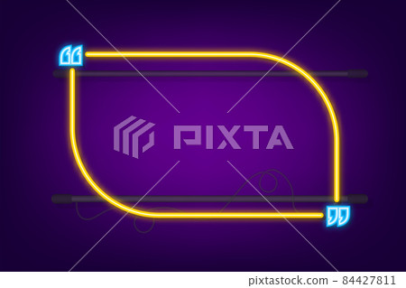 Quote neon sign. Vector Neon Quote Box, Shining on Blue Background. Vector illustration 84427811