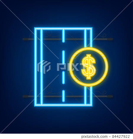 Toll road neon icon. Toll road Vector stock illustration. Toll road neon icon. Toll road Vector stock illustration. 84427922