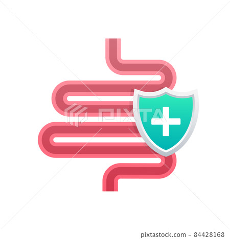 Stomach protection, Healthy protected intestine. Digestive system protection. Vector stock illustration. Stomach protection, Healthy protected intestine. Digestive system protection. Vector stock illustration. 84428168