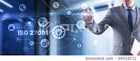 ISO 27001. International information security standard. Concept of ISO standards quality control warranty 84428552