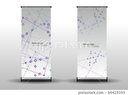 Abstract purple color science background with connection dots and lines 84429393