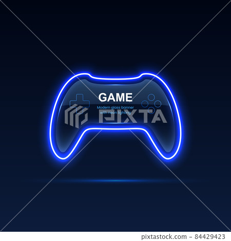 Neon game controller. Gaming gamepad. Vector eps10. 84429423