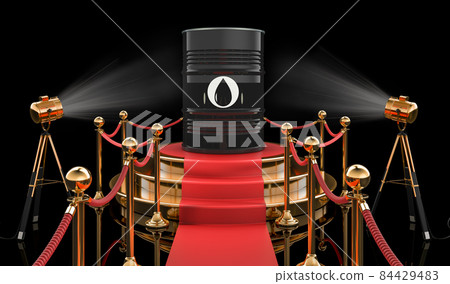 Oil barrel on the podium, 3D rendering Oil barrel on the podium, 3D rendering 84429483
