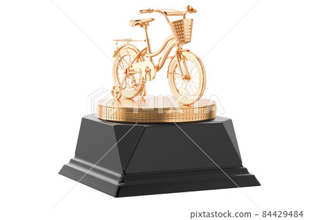 Kids bicycle golden award concept. 3D rendering Kids bicycle golden award concept. 3D rendering 84429484