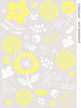 Scandinavian style_flower pattern yellow greige background 1106 84430925
