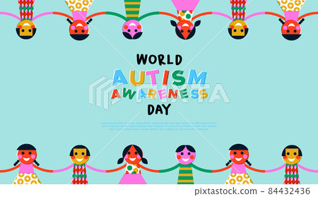 Autism Awareness Day kid friends group card 84432436