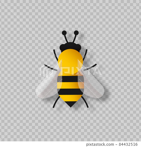 Isolated paper cut yellow bee insect concept 84432516