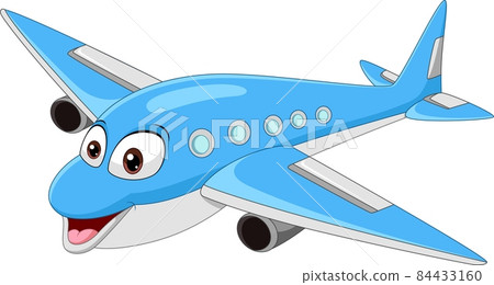 Cartoon smiling airplane mascot character 84433160