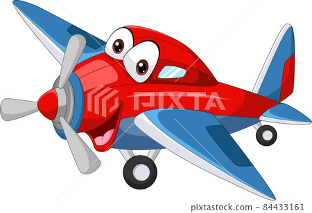 Cartoon smiling plane mascot character 84433161