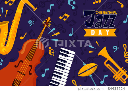 International Jazz Day cartoon music instrument International Jazz Day cartoon music instrument 84433224