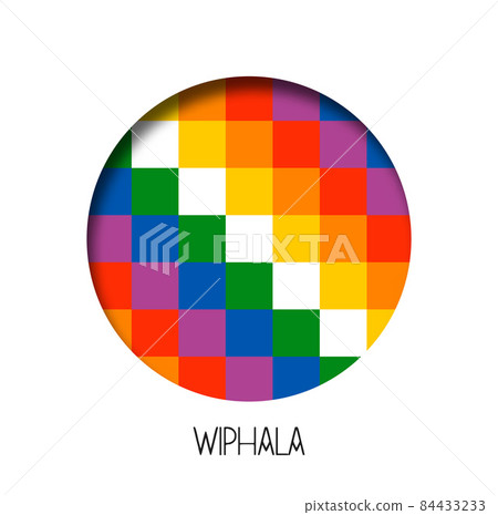 Indian wiphala flag paper cut circle isolated Indian wiphala flag paper cut circle isolated 84433233