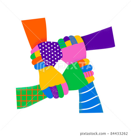 Diverse colorful people teamwork holding hands Diverse colorful people teamwork holding hands 84433262