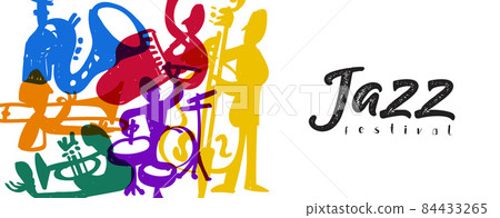 Jazz festival music band player doodle banner Jazz festival music band player doodle banner 84433265