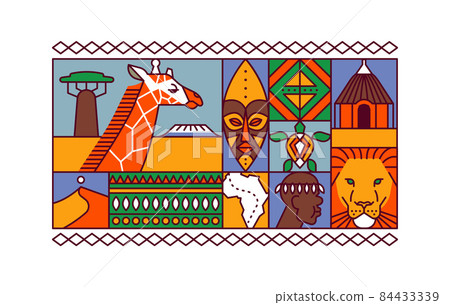 Africa continent travel concept cartoon outline 84433339