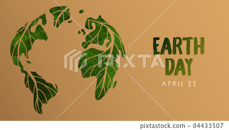 Earth day green leaf watercolor planet banner 84433507
