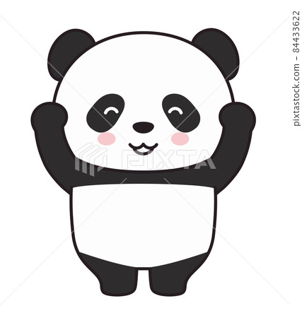 Illustration of a cute panda doing a banzai front Illustration of a cute panda doing a banzai front 84433622
