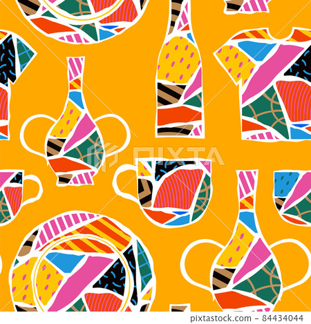 Pattern Using Home Objects Colorful broken home object seamless pattern - Stock Illustration ...