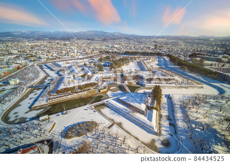 Goryokaku in downtown Hakodate city Hokkaido 84434525