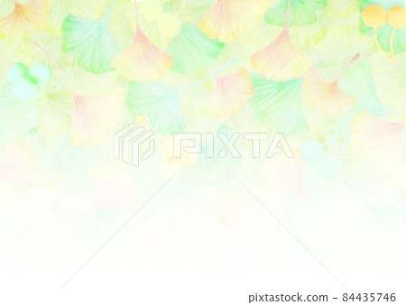 Gradation background material that the watercolor painting of colorful ginkgo turns white from top to bottom Yellow-green horizontal Other colors available 84435746
